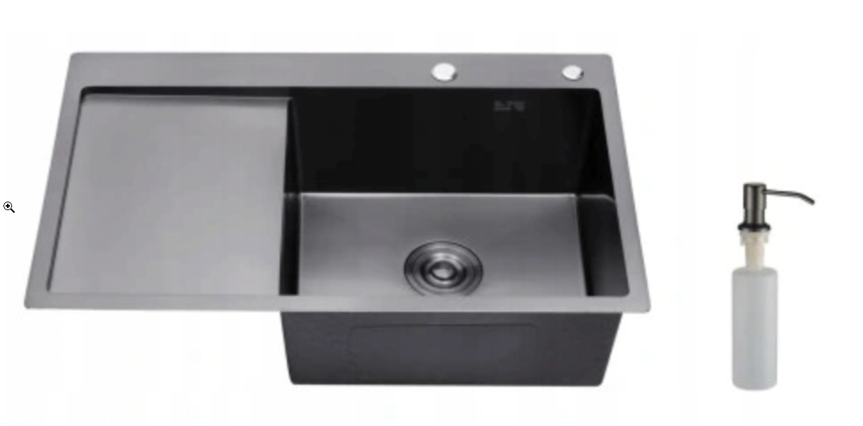 Czarne zlewozmywaki stalowe wpuszczane 1 komorowe